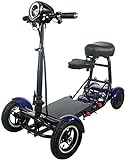 Fold and Travel Lightweight Mobility Scooters for Adults Foldable Lightweight Powered Scooter 4 Wheel Mobility Scooter Carrier Power Wheel Chairs Mobility Chair Scooter de Movilidad (Blue)