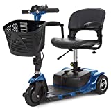 Vive 3-Wheel Mobility Scooter - Electric Powered Mobile Wheelchair Device for Adults - Folding, Collapsible and Compact for Travel - Long Range Power Extended Battery with Charger and Basket Included