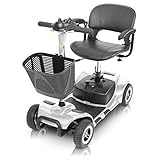 Vive 4 Wheel Mobility Scooter - Electric Powered Wheelchair Device - Compact Heavy Duty Mobile for Travel, Adults, Elderly - Long Range Power Extended Battery with Charger and Basket Included