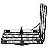 Goplus Hitch Mount Wheelchair Carrier, Mobility Scooter Loading Ramp, Heavy Duty Strong Hitch Cargo Carrier, 500 Lbs Capacity (Foldable)